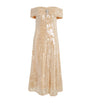 Self-Portrait Gold Embellished Off-The-Shoulder Midi Dress