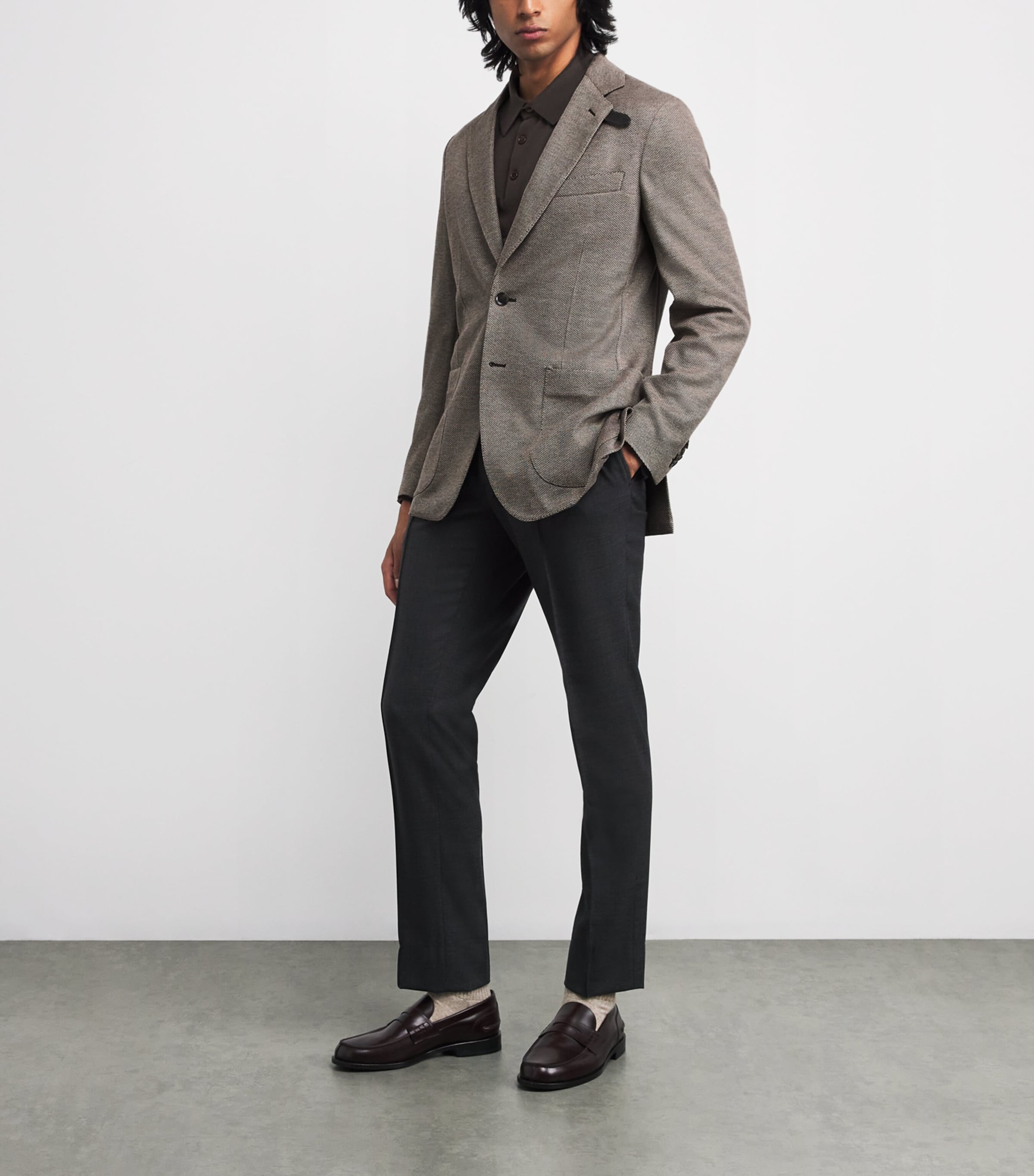 Brioni Grey Silk-Wool Single-Breasted Blazer