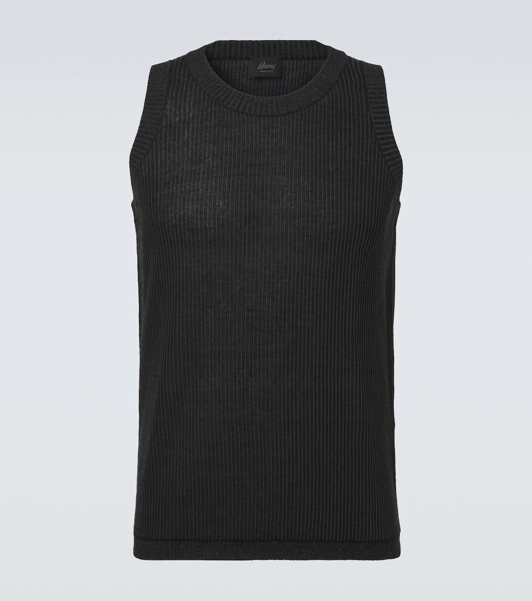 Brioni - Ribbed-knit cotton, linen, and silk tank top