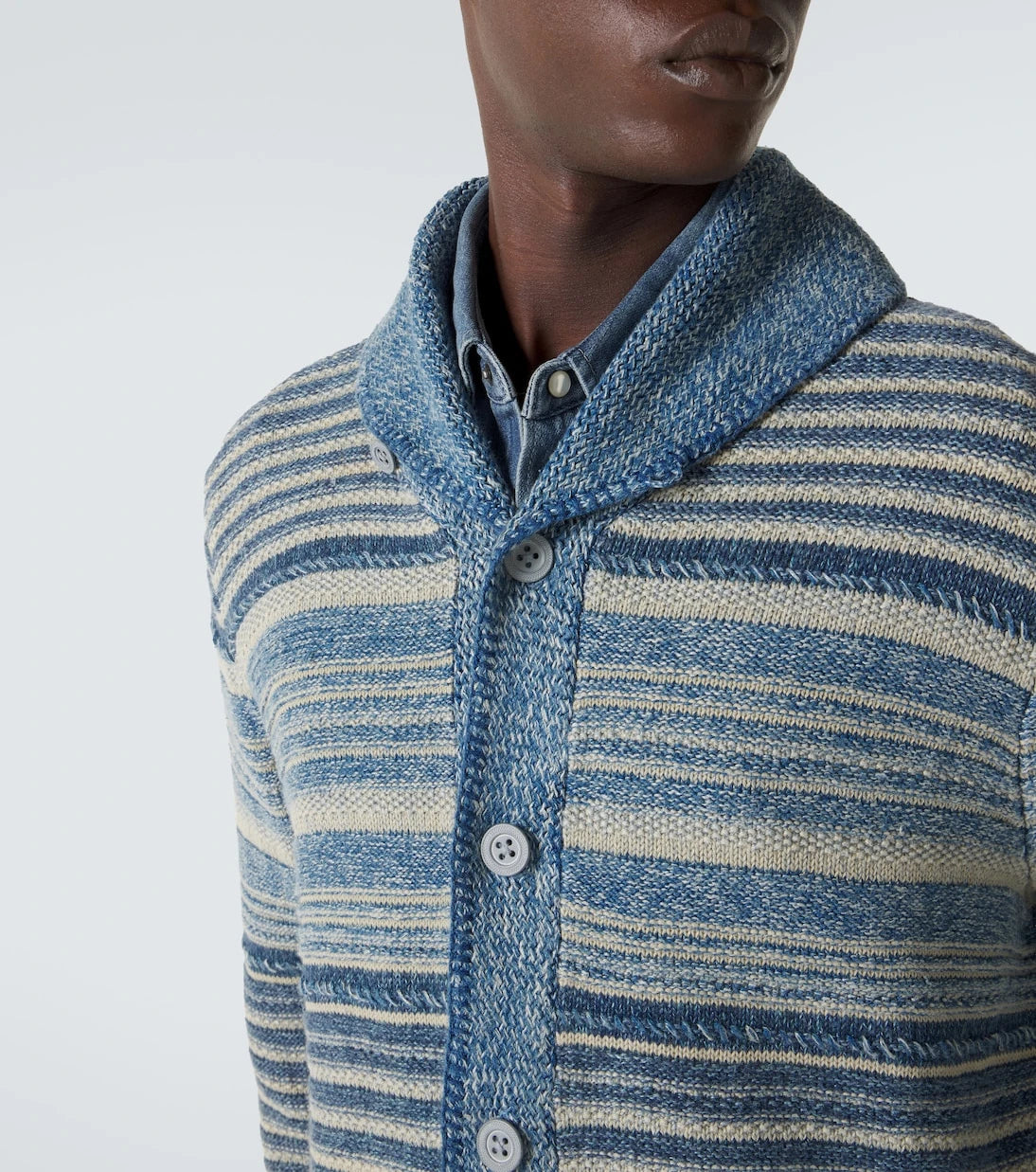 RRL - Striped cotton and linen cardigan