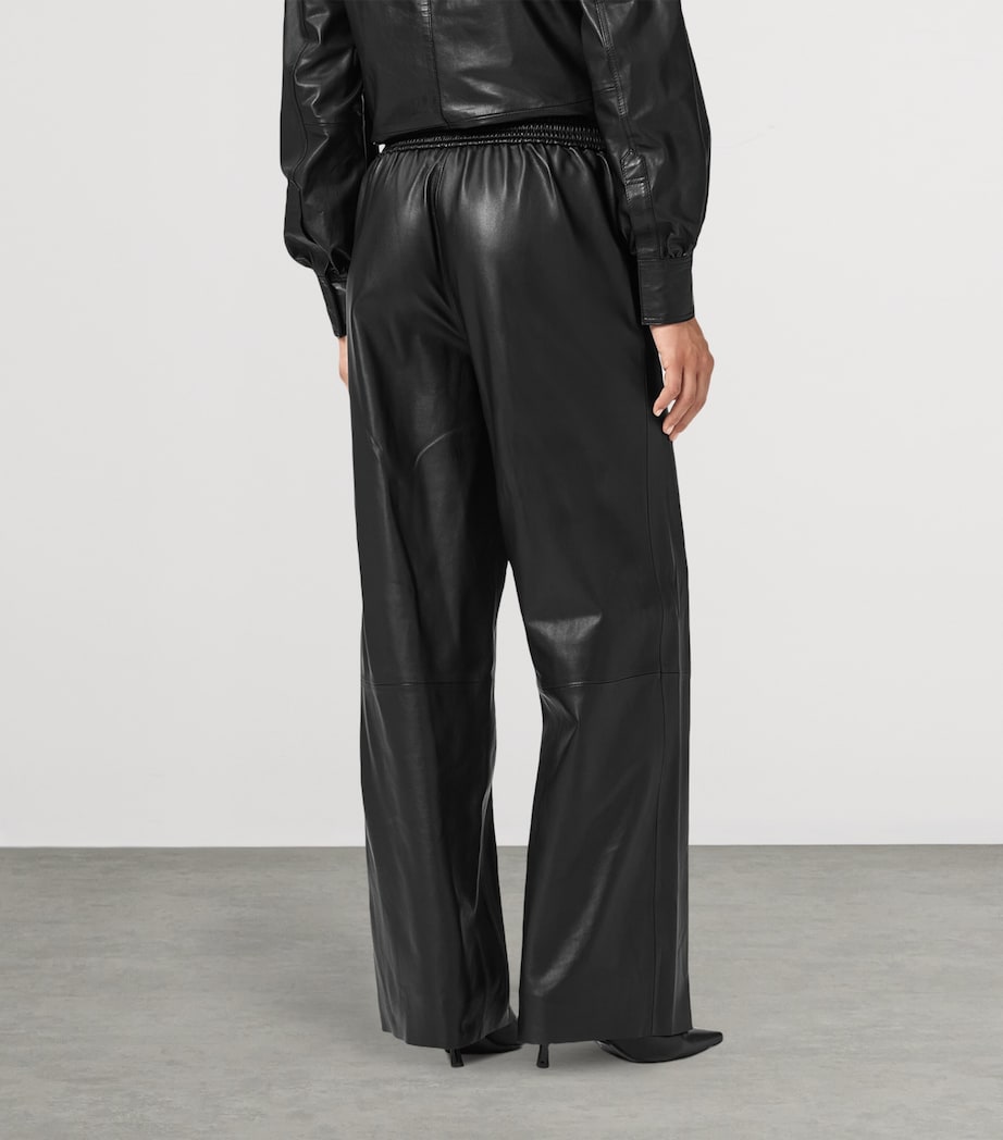 AllSaints Black Leather Ash Lea Trousers