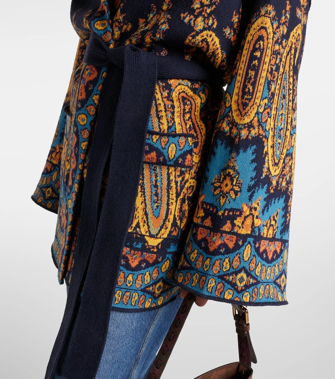 Etro - Jacquard cotton-blend wrap cardigan