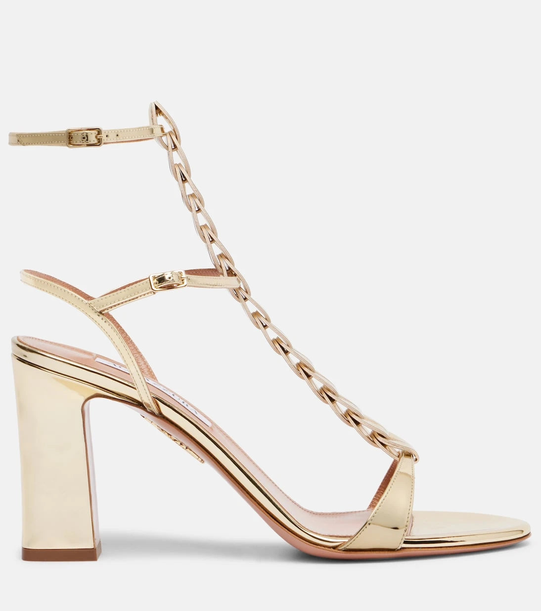 Aquazzura - صندل المصارع ديستني الجلدي بكعب 85 مم