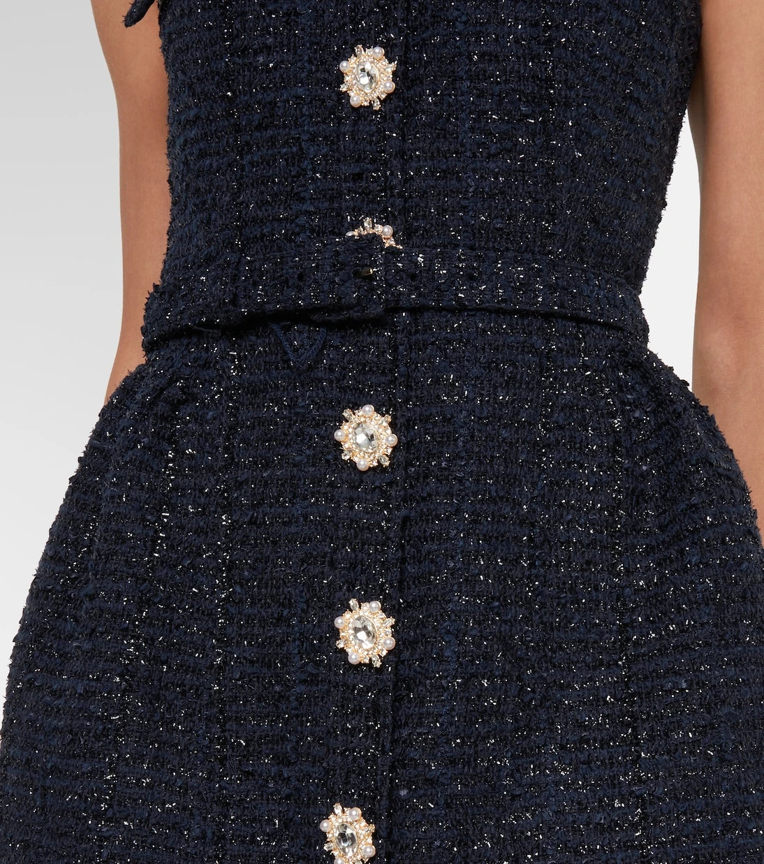 Self-Portrait - Belted bouclé minidress