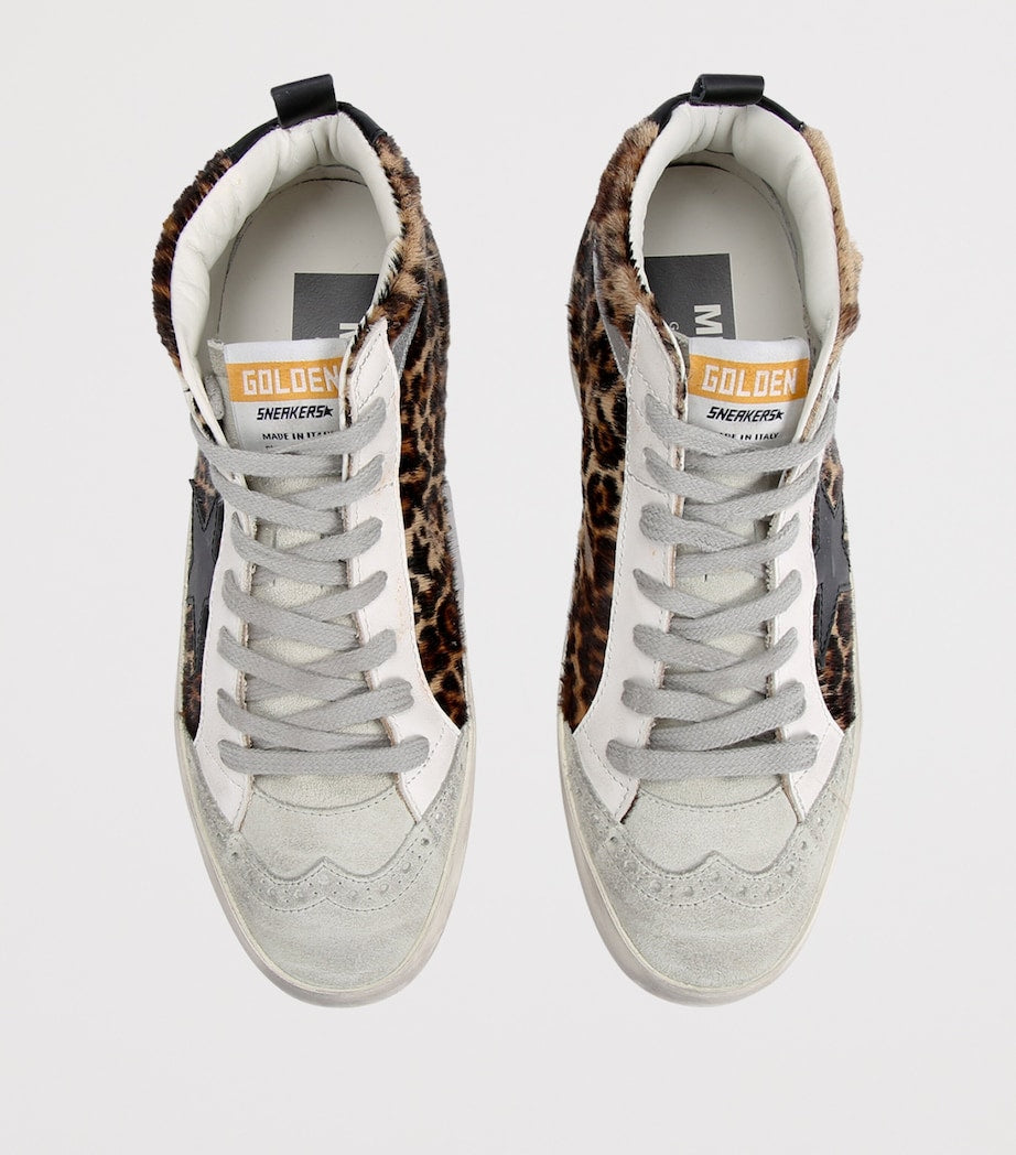 Golden Goose Brown Calf Hair Mid Star Sneakers