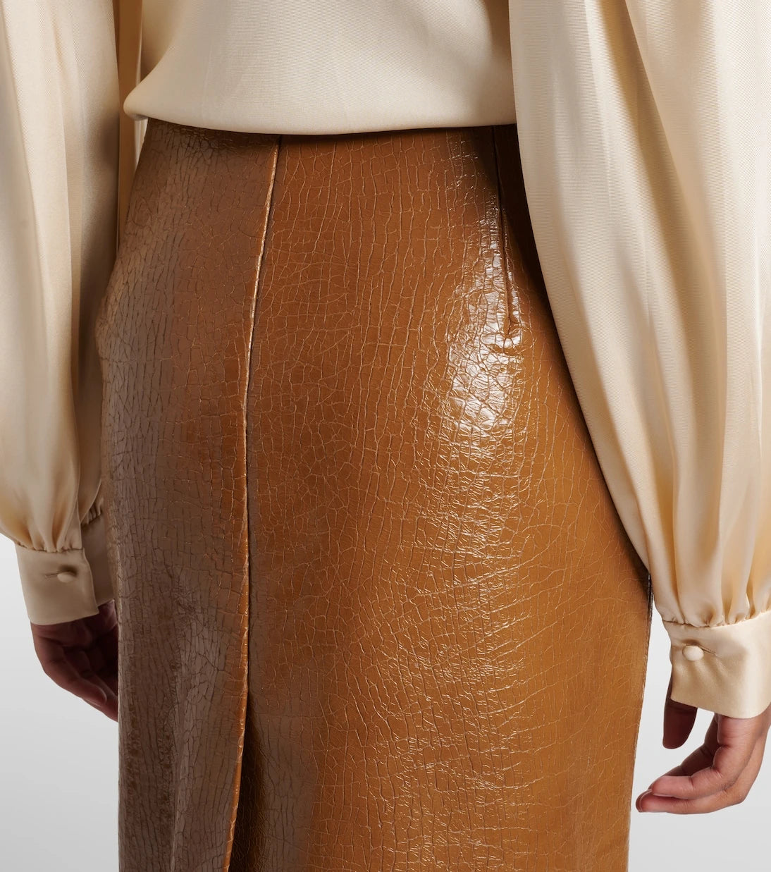 Gucci - Embossed leather pencil skirt