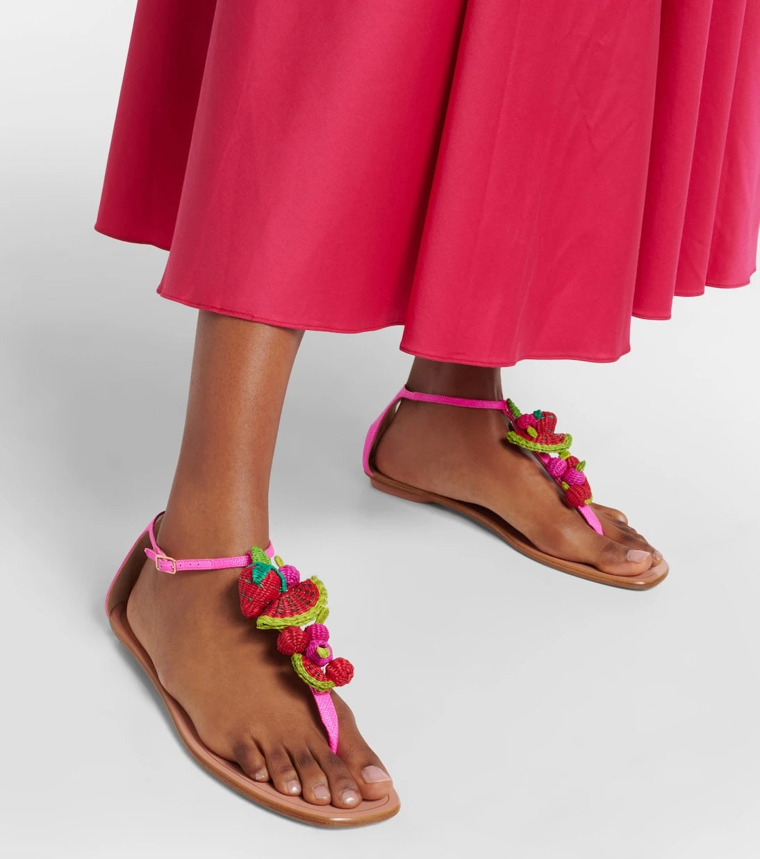 Aquazzura - Strawberry Punch raffia thong sandals