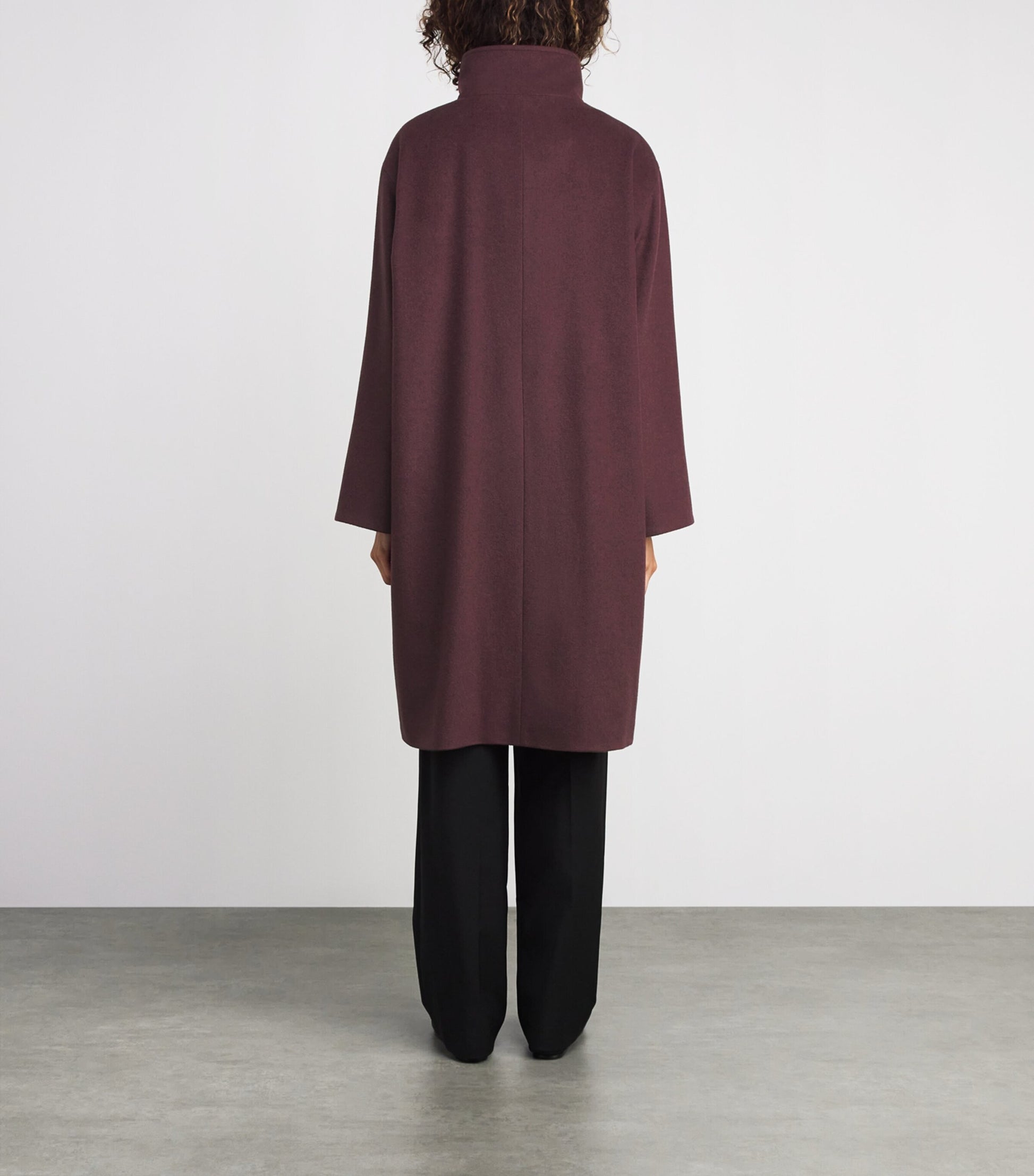 Burgundy Cashmere Stand-Collar Coat