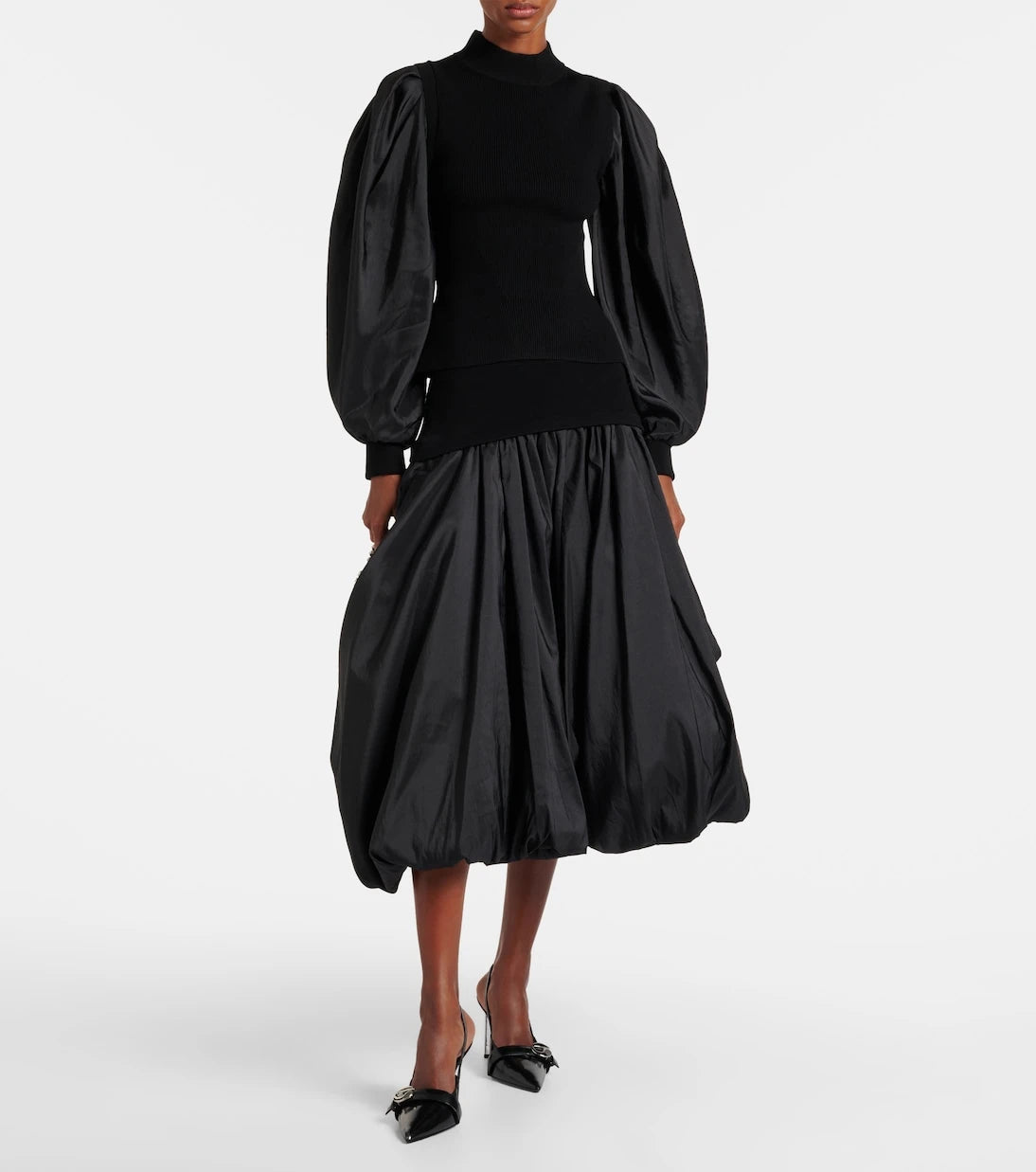 Simkhai - Jackie taffeta-trimmed knitted top