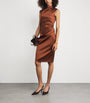 Max Mara Brown Satin Ruched Dress