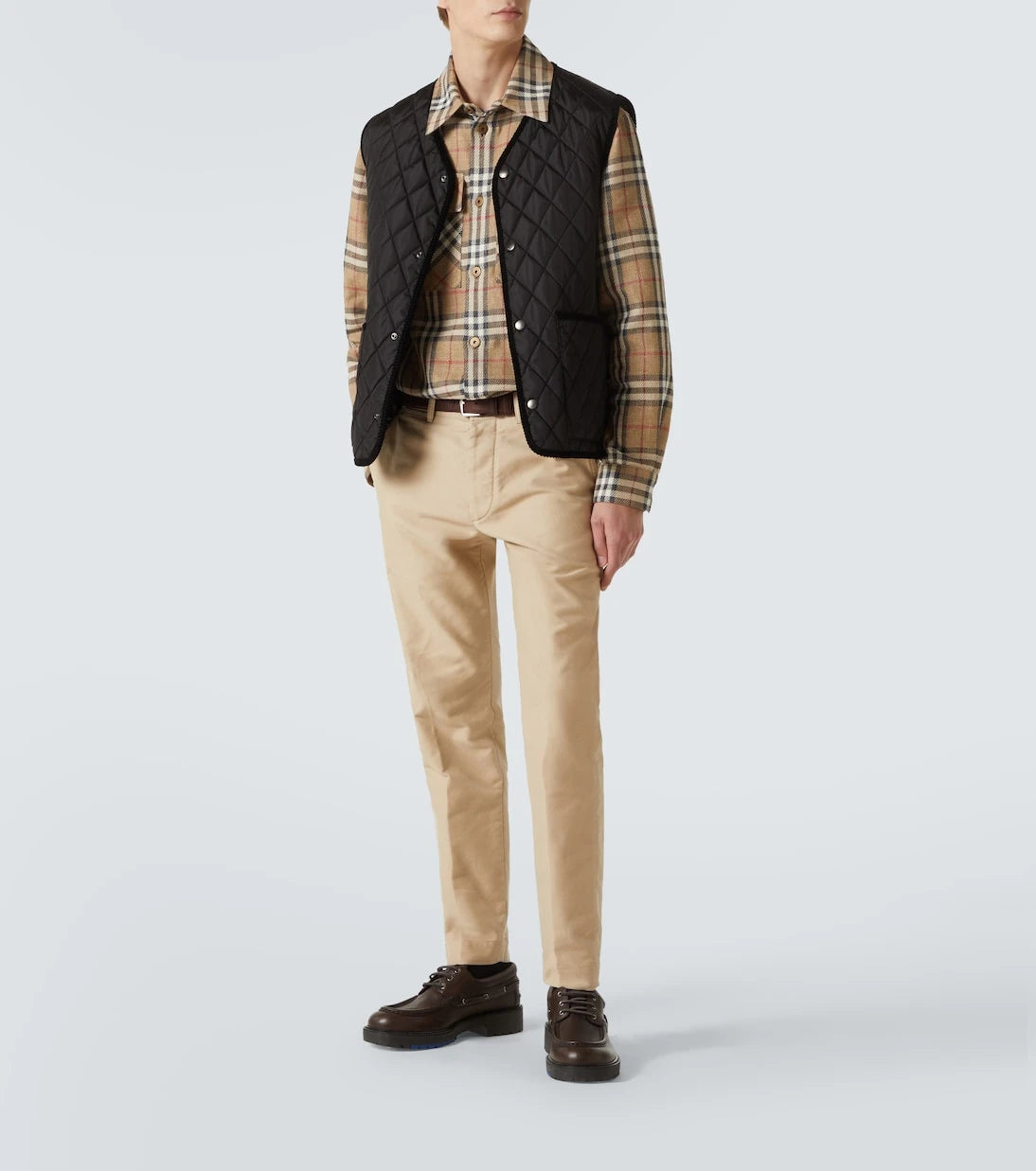 Burberry - قميص بربري بنقشة الكاروهات من القطن والكتان