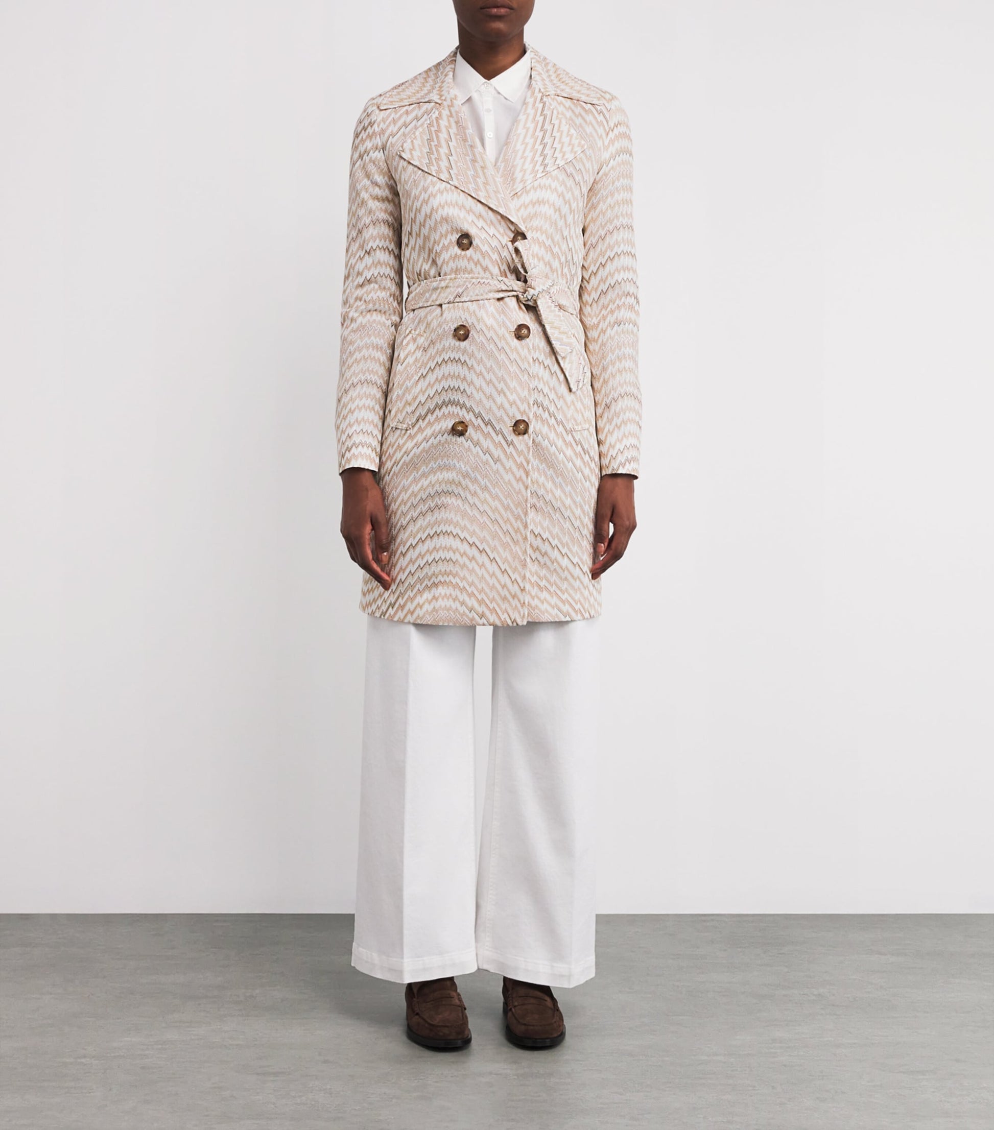 Missoni White Zigzag Trench Coat