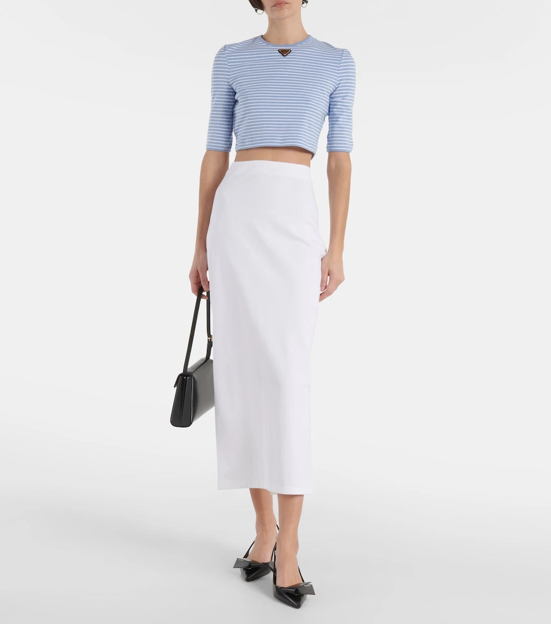 Prada - Logo cotton-blend crop top