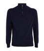 Navy Cashmere Zip-Up Sweater