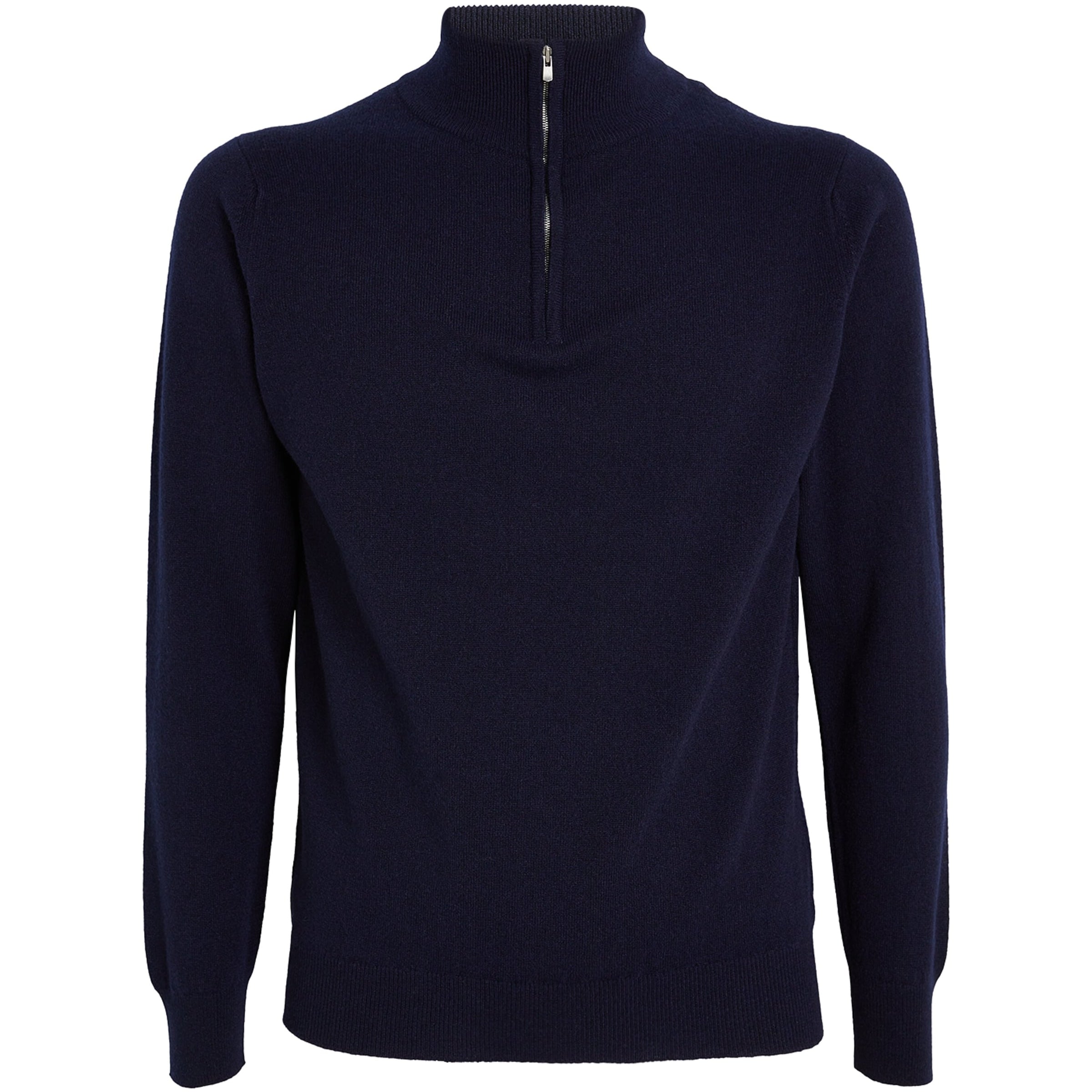 Navy Cashmere Zip-Up Sweater