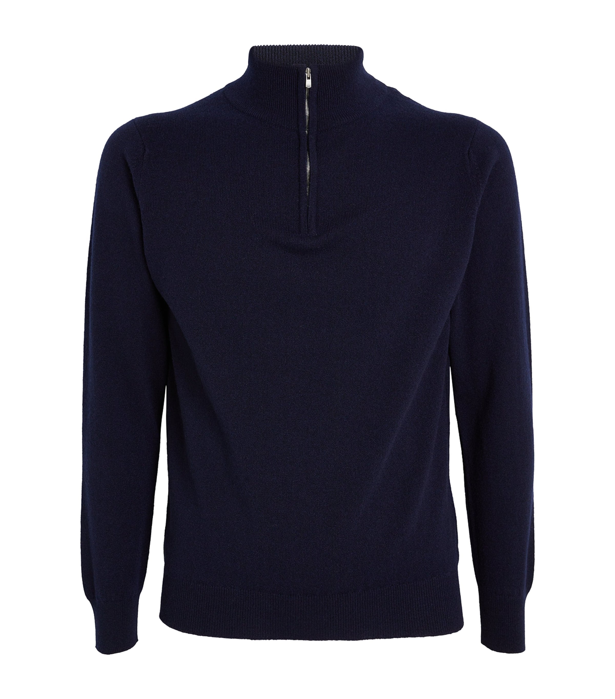 Navy Cashmere Zip-Up Sweater