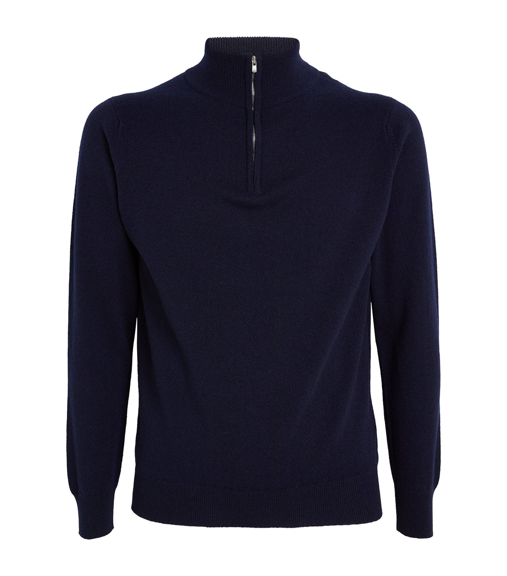 Navy Cashmere Zip-Up Sweater