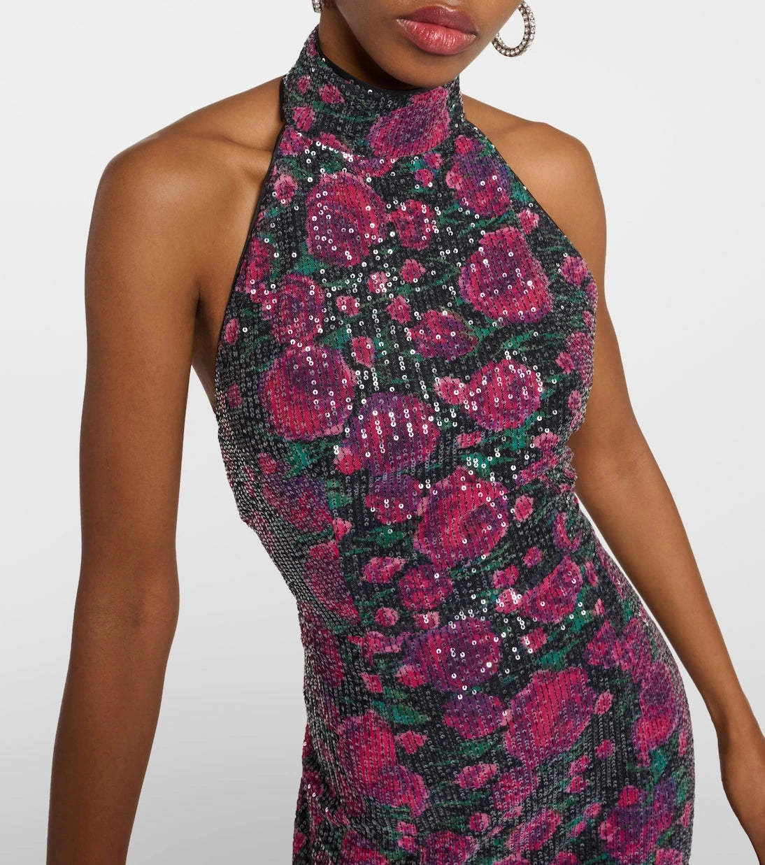 Rotate - Sequined halterneck maxi dress