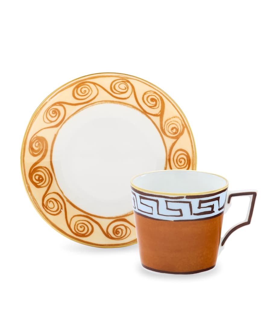 Set of 2 Porcelain Il Viaggio di Nettuno Coffee Cups and Saucers