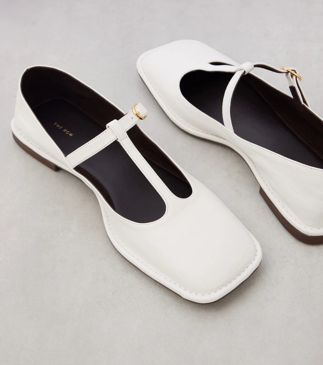 The Row - Square T-Strap leather ballet flats
