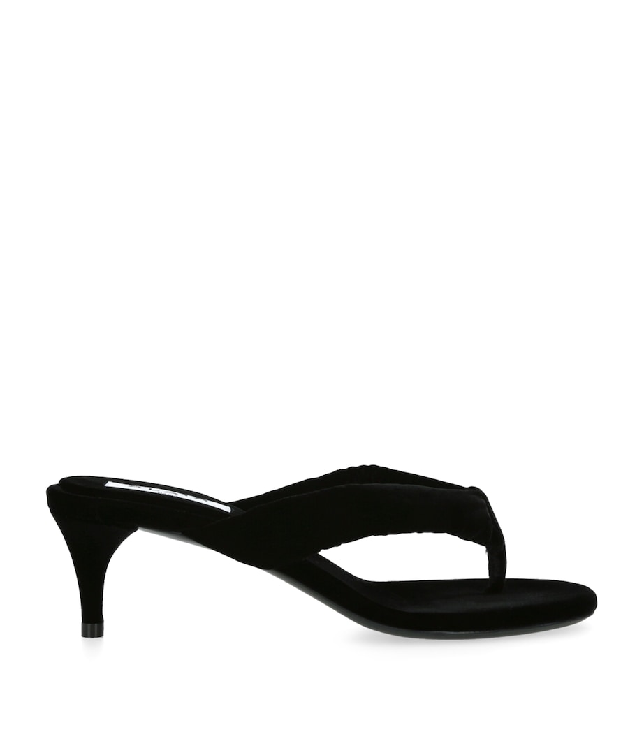 Alaïa Black Velvet Thong Sandals 55