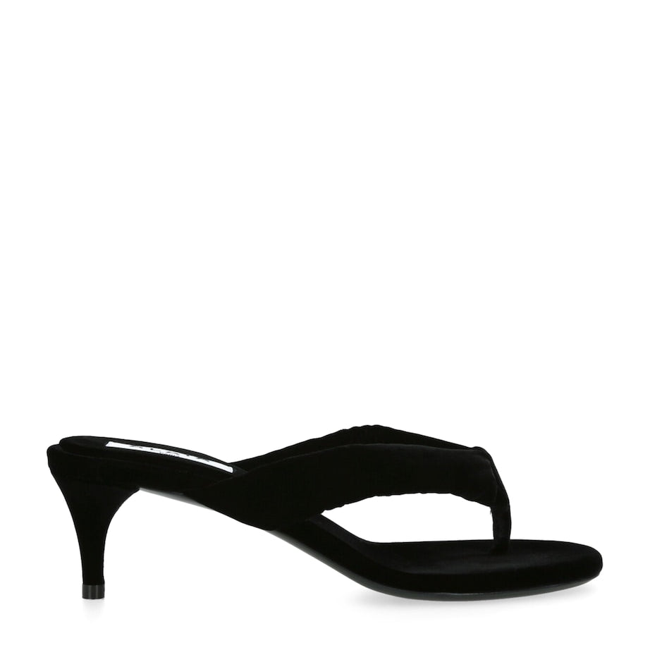 Alaïa Black Velvet Thong Sandals 55