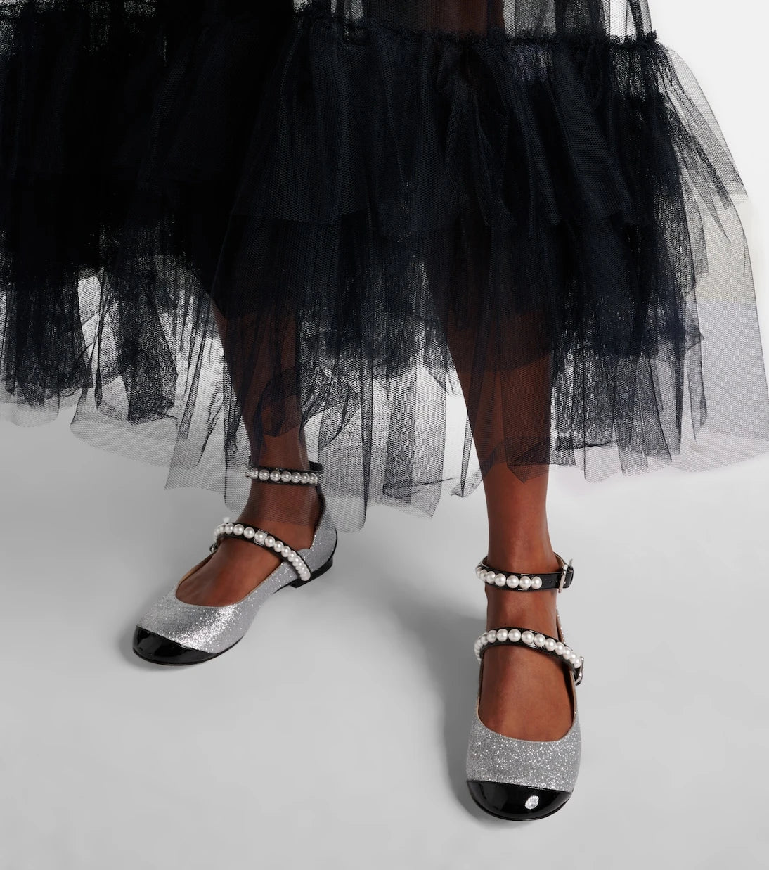 Mach & Mach - Embellished glitter Mary Jane flats