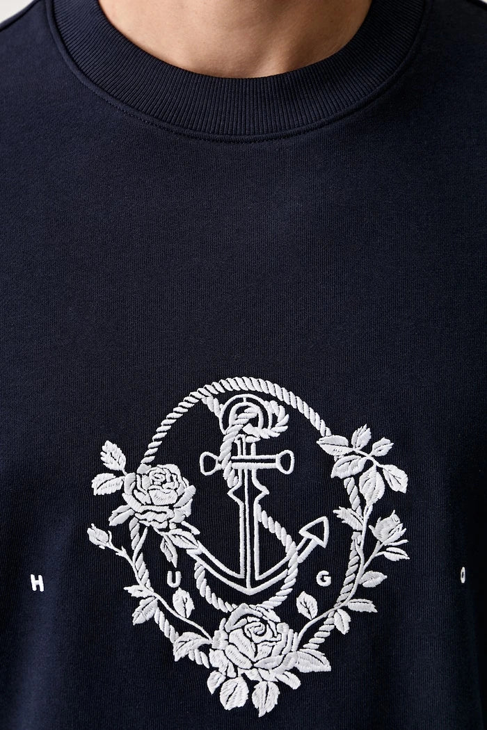 HUGO erkek pamuklu oversize sweatshirt Dursen