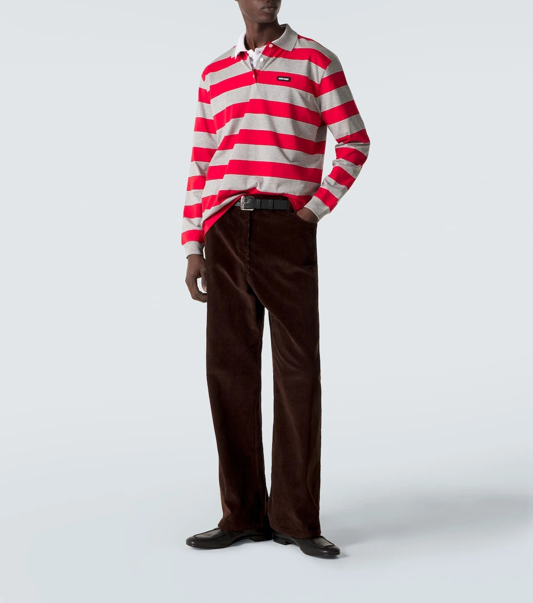 Miu Miu - Striped cotton jersey polo shirt
