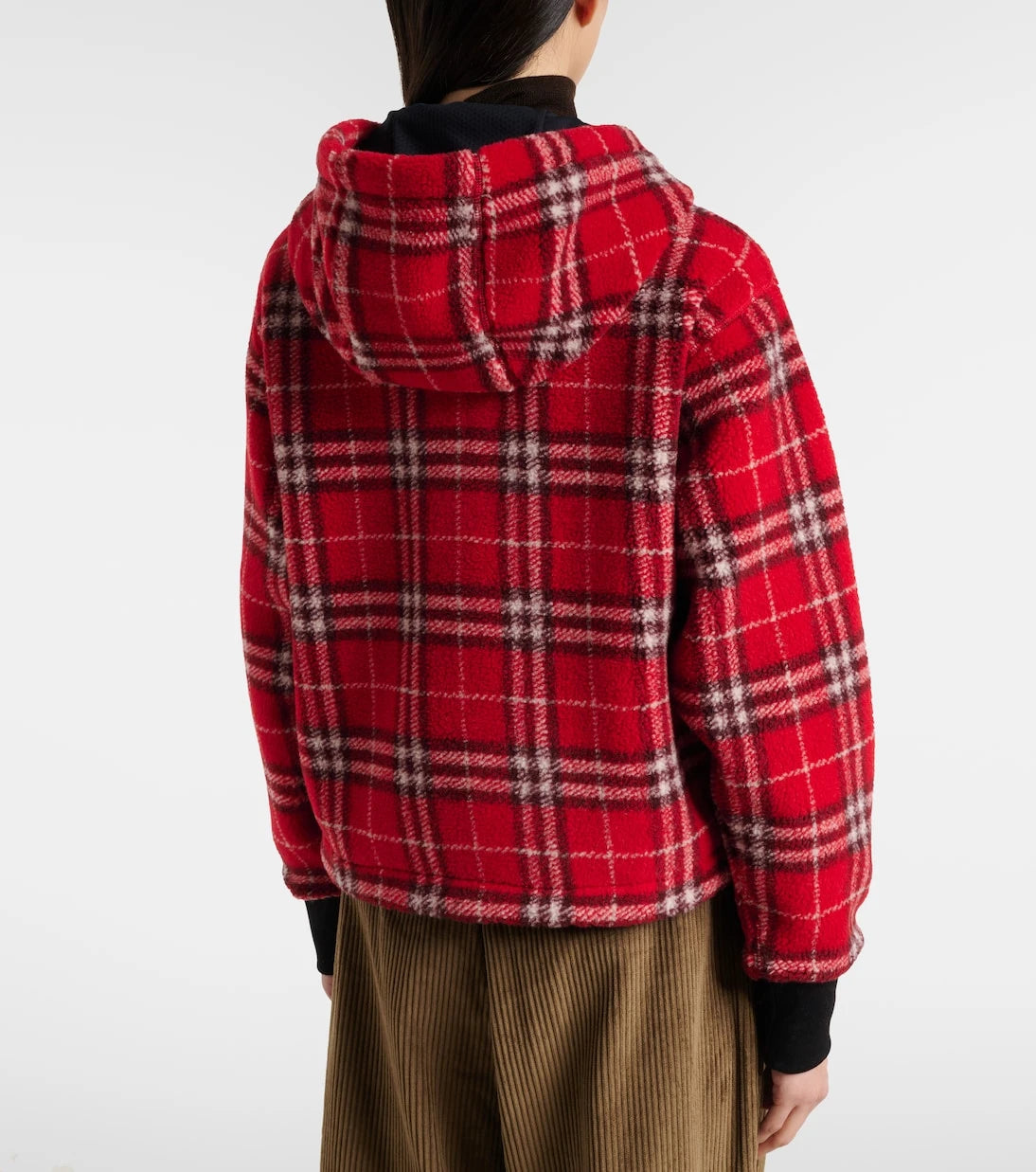 Burberry - جاكيت صوف بغطاء رأس بنقشة مربعات بربري