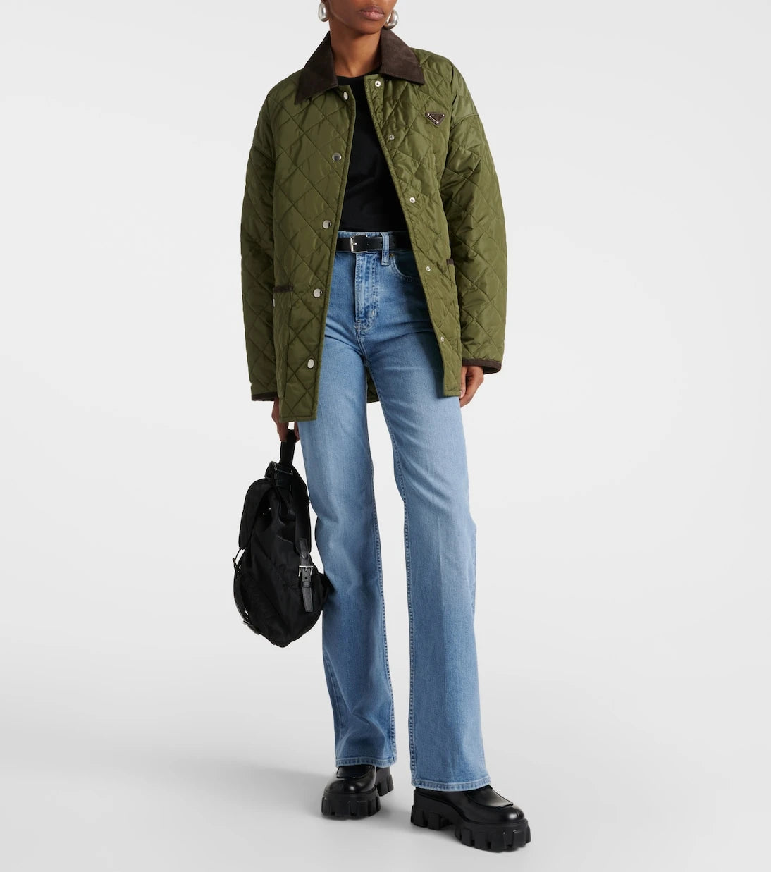 Frame - بنطال جينز مستقيم "Slim Stacked" بخصر عالٍ