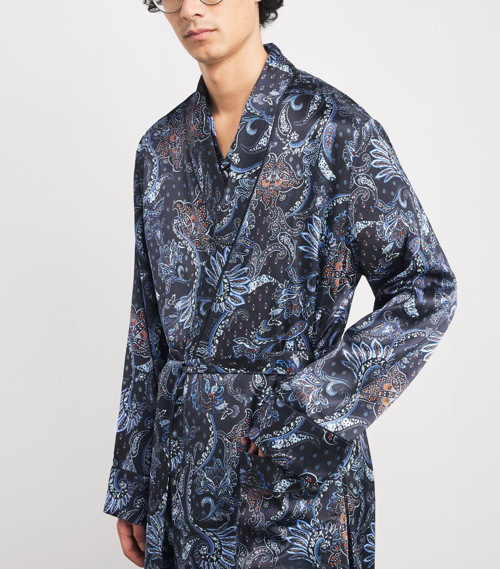 Silk Paisley Print Night Robe