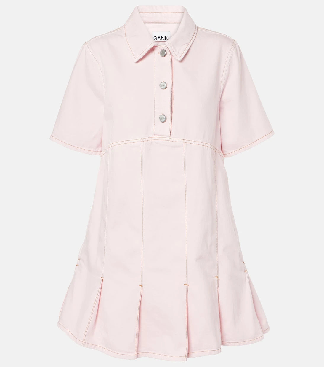 Ganni - Pleated denim shirt dress