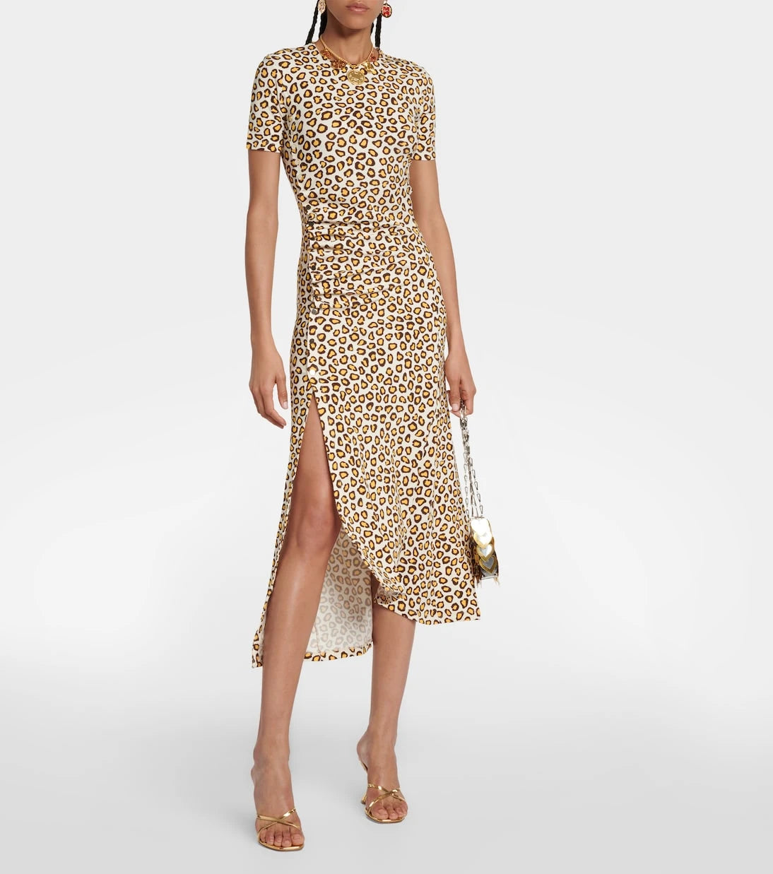 Rabanne - Leopard-print jersey midi dress