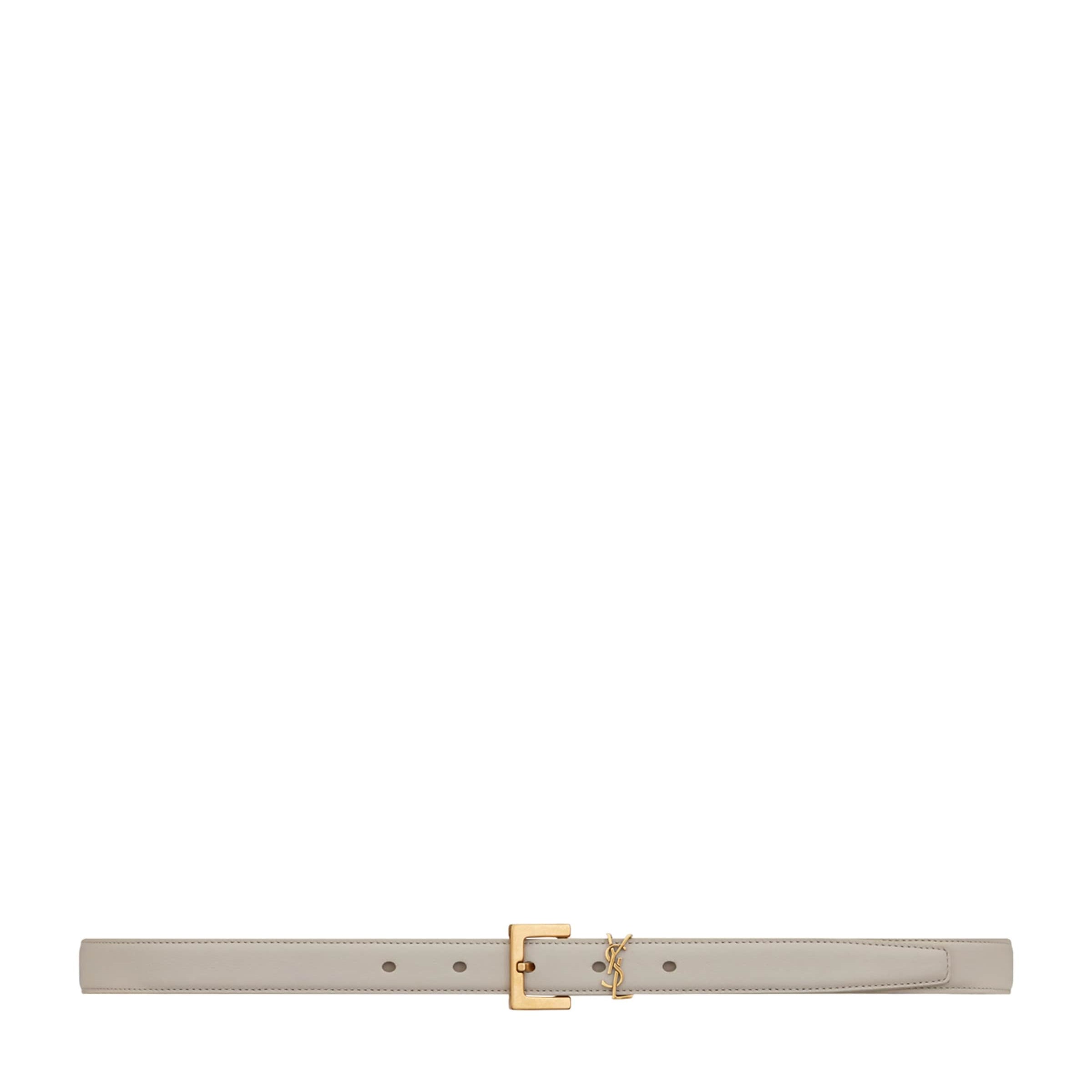 Saint Laurent White Leather Monogram Belt