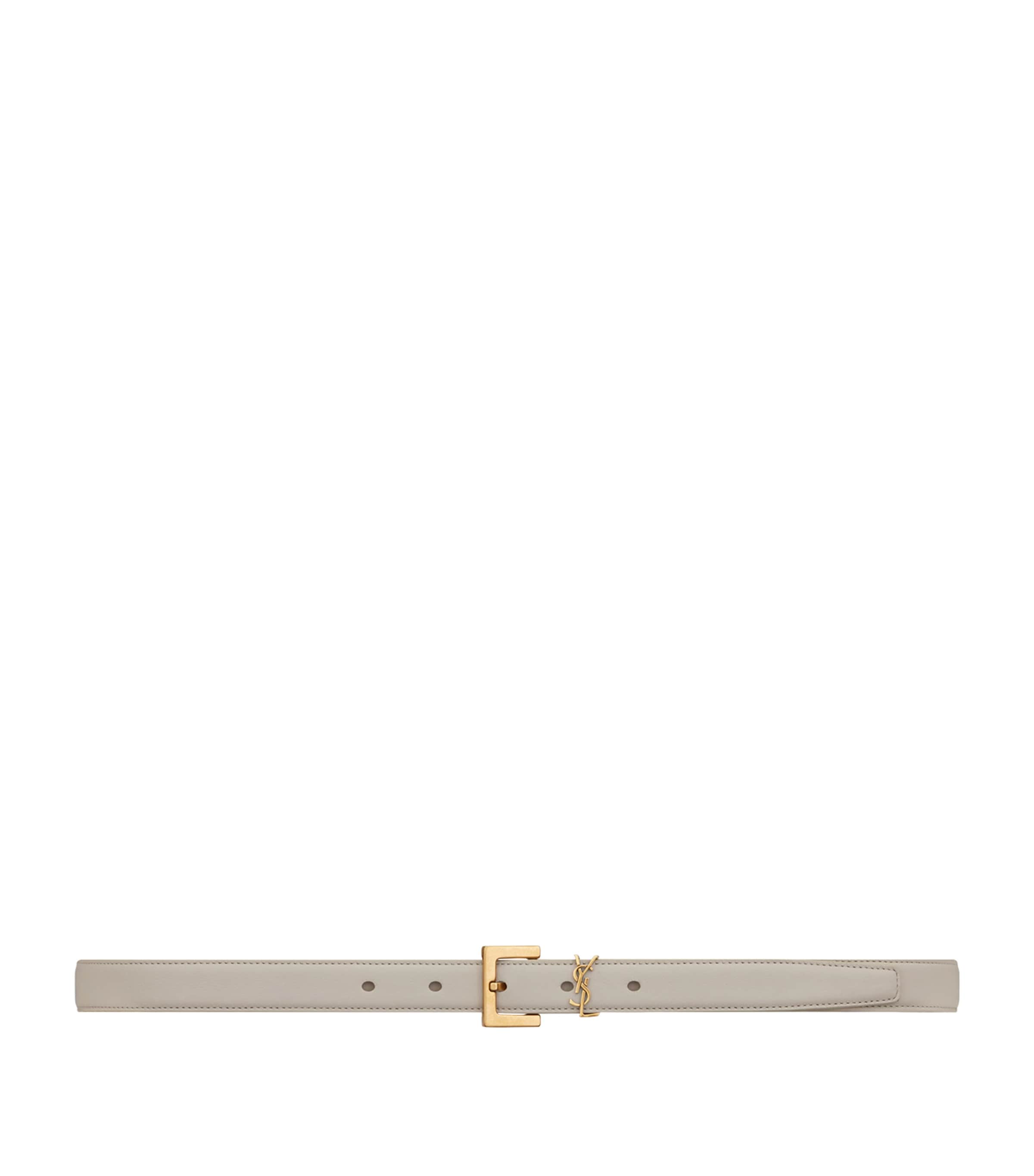 Saint Laurent White Leather Monogram Belt