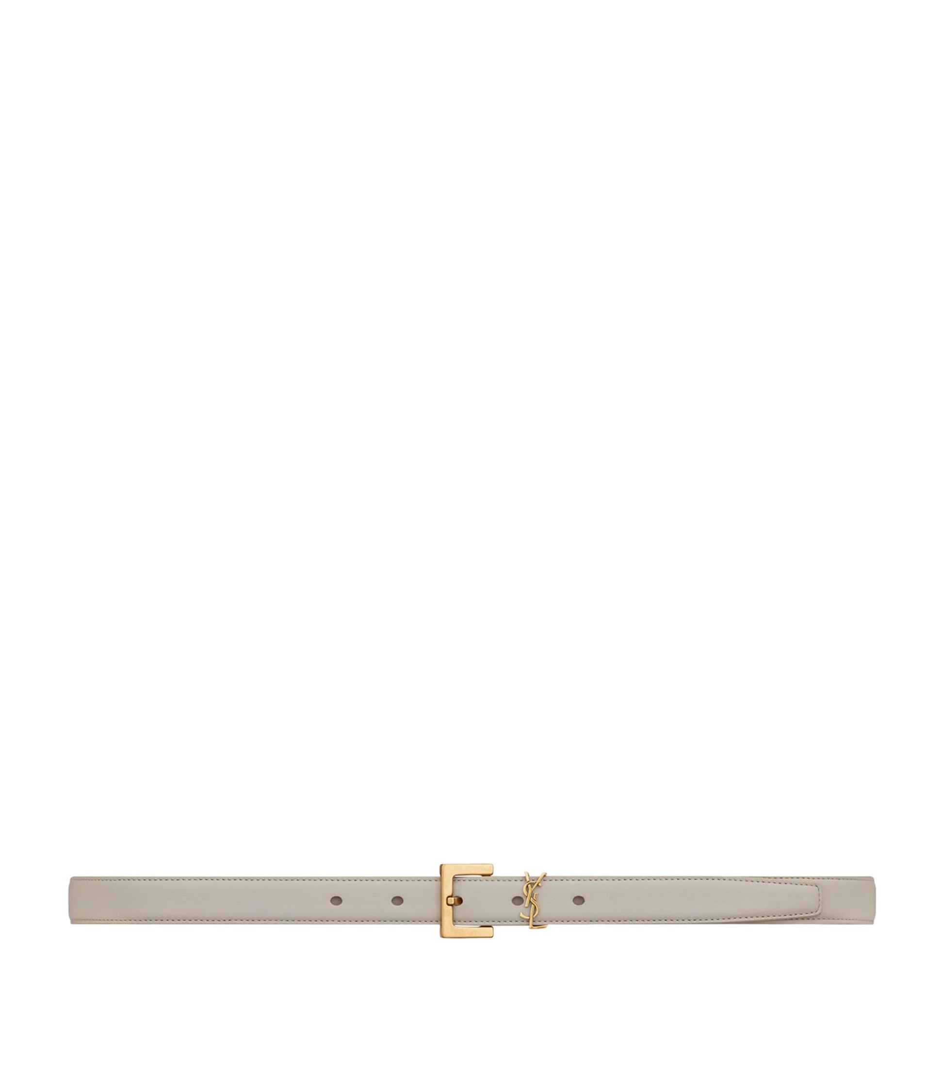 Saint Laurent White Leather Monogram Belt