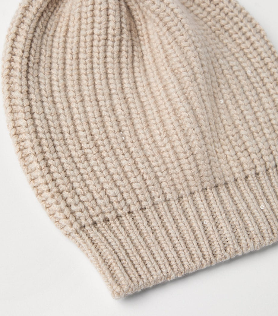 Brunello Cucinelli Beige Cashmere-Silk Embellished Beanie
