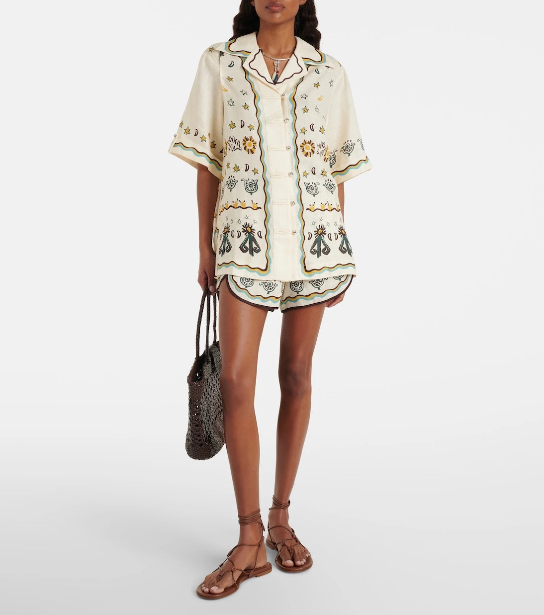 Alémais - Sun Dancer printed linen shorts