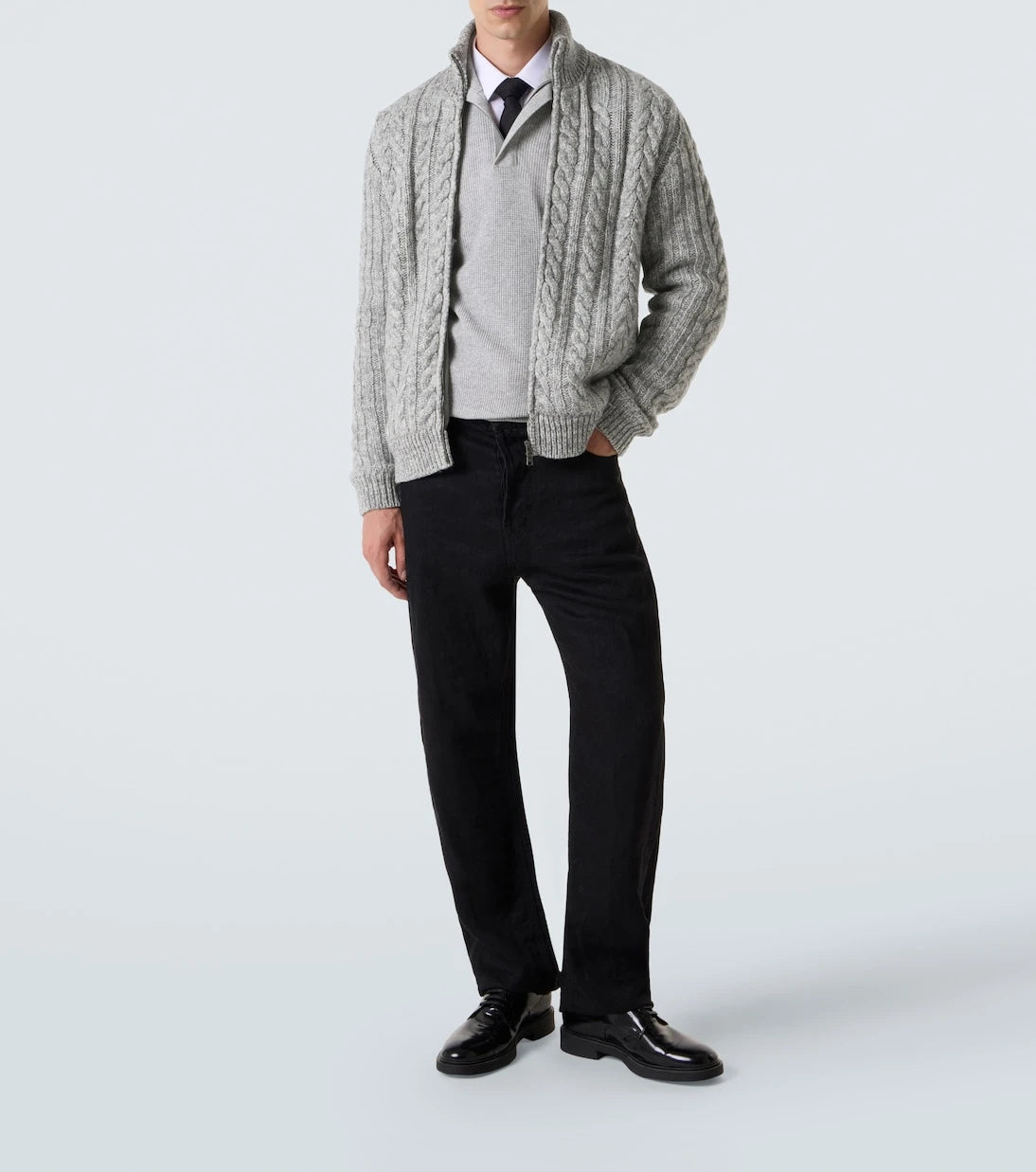Herno - Cable-knit wool jacket