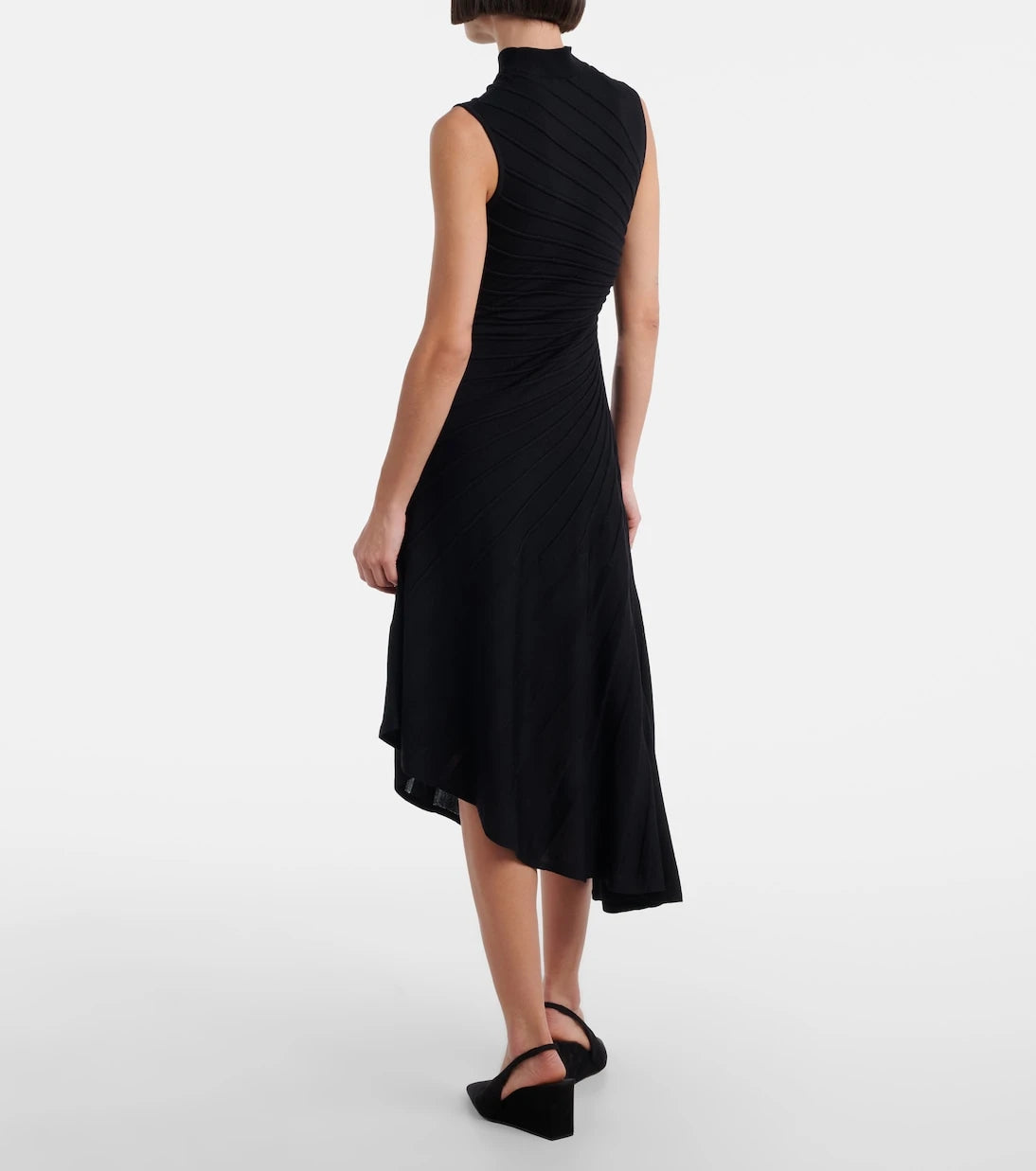 Alaïa - فستان ميدي غير متماثل من صوف بكر