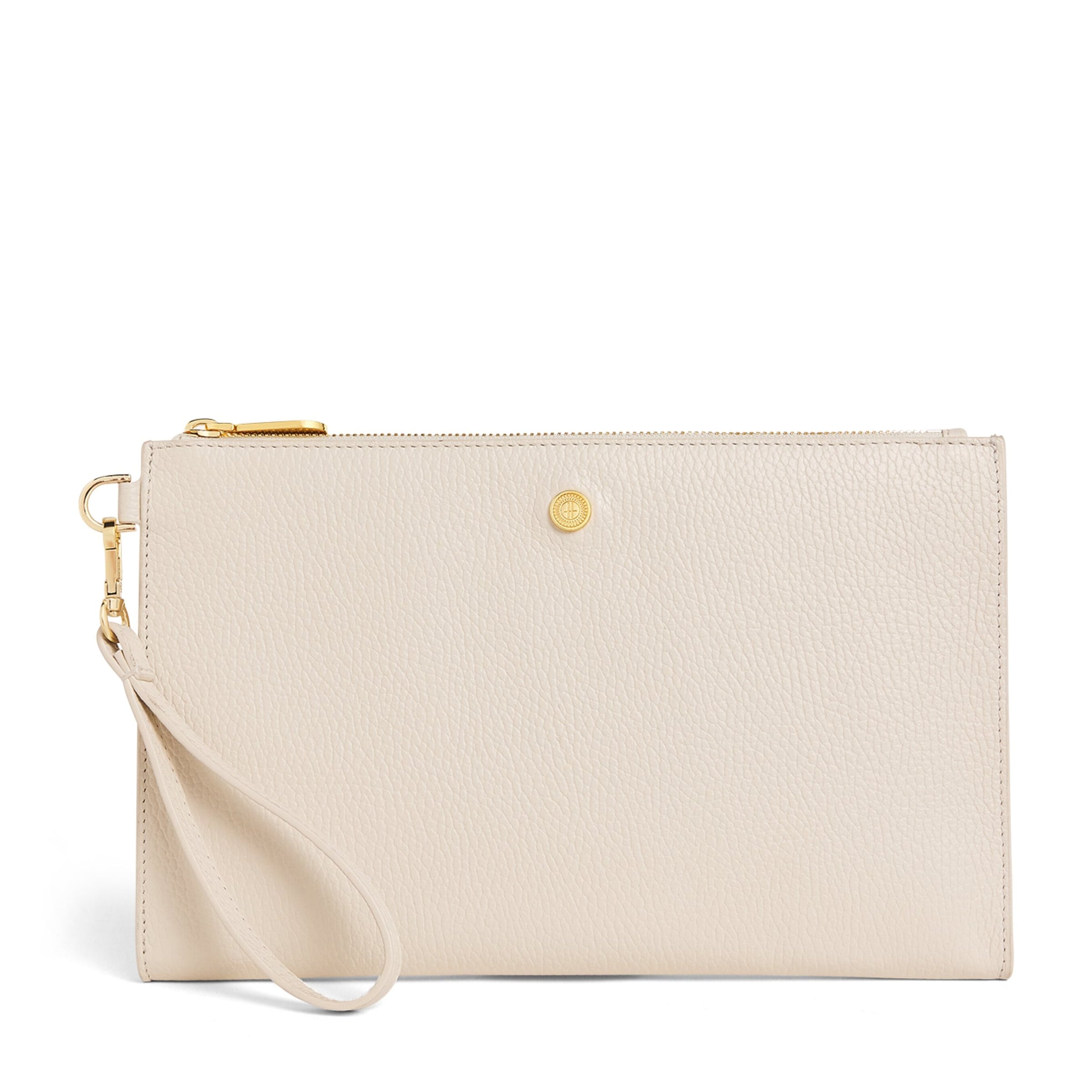Ivory Medium Pebbled Leather Pouch