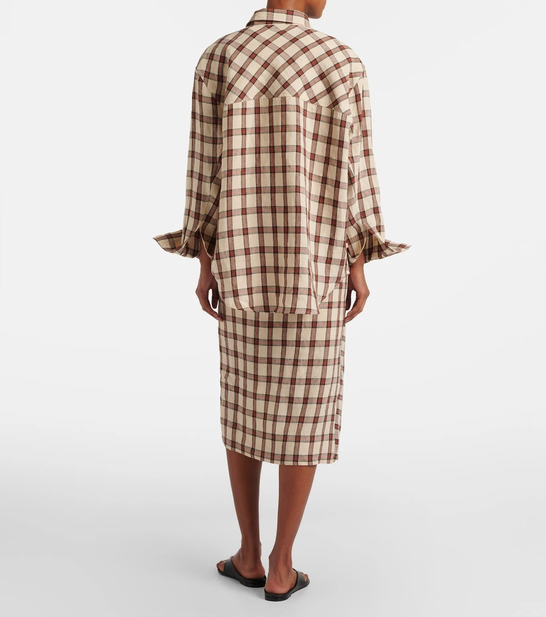 Róhe - Checked linen midi skirt