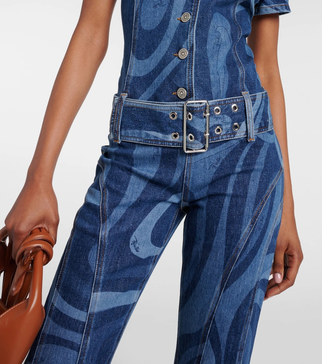 Pucci - Marmo belted denim jumpsuit