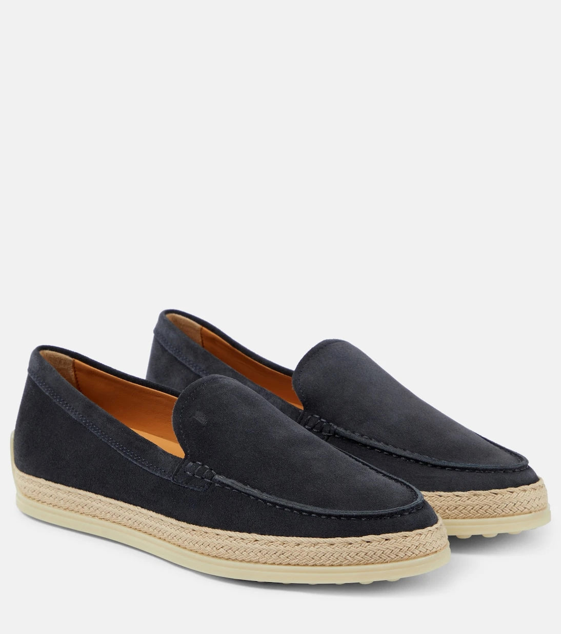 Tod's - Raffia-trimmed suede loafers
