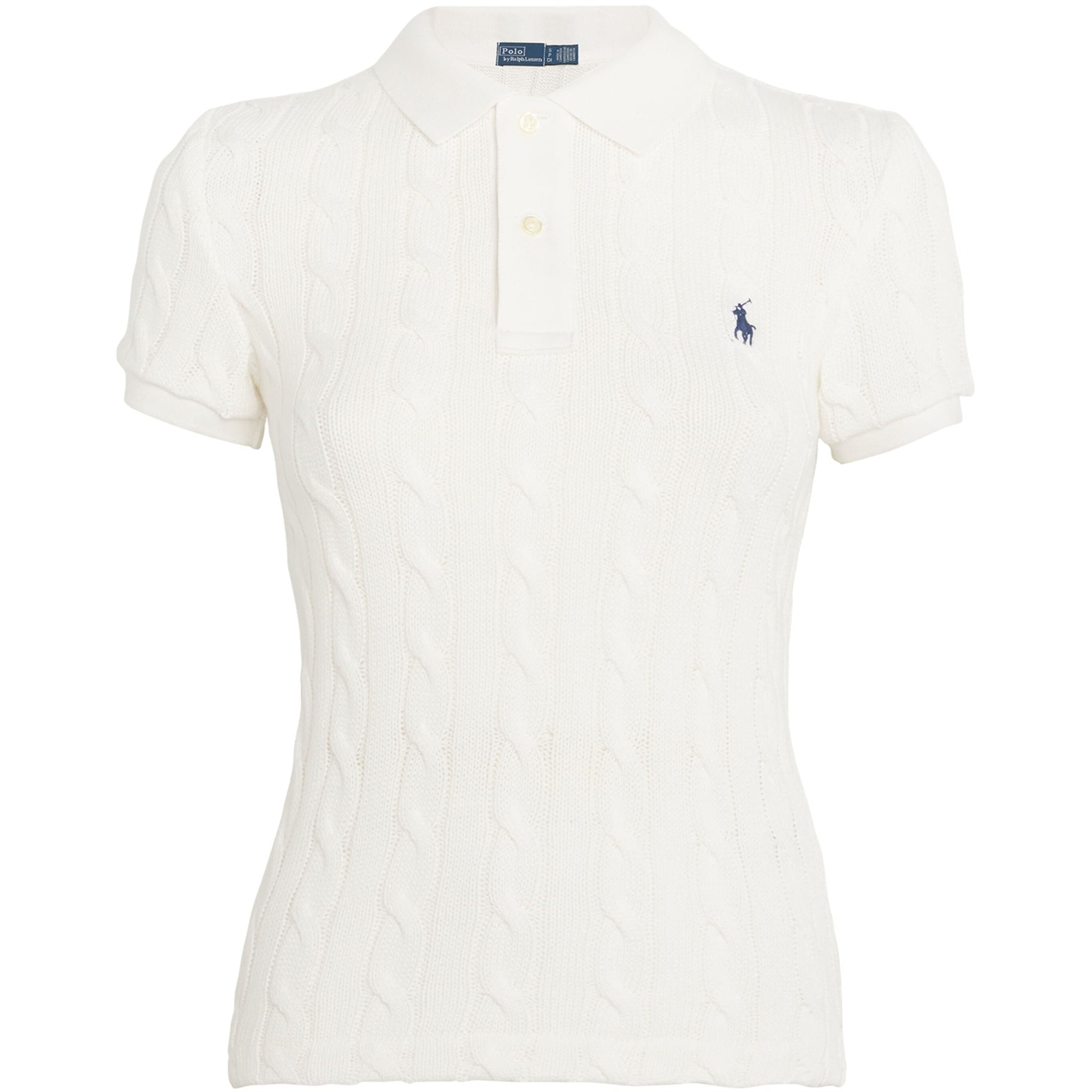Polo Ralph Lauren White Cable-Knit Polo Shirt