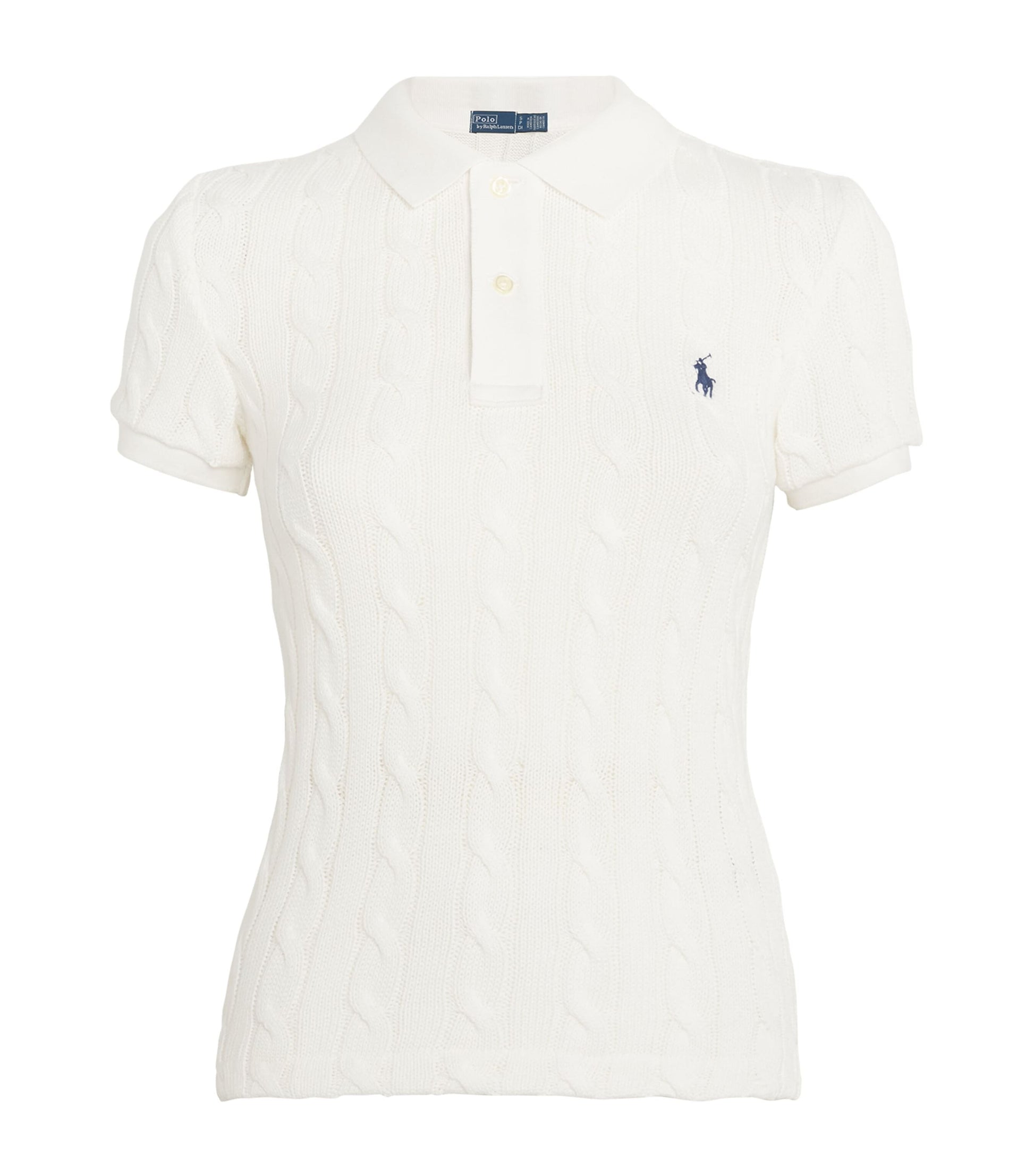 Polo Ralph Lauren White Cable-Knit Polo Shirt