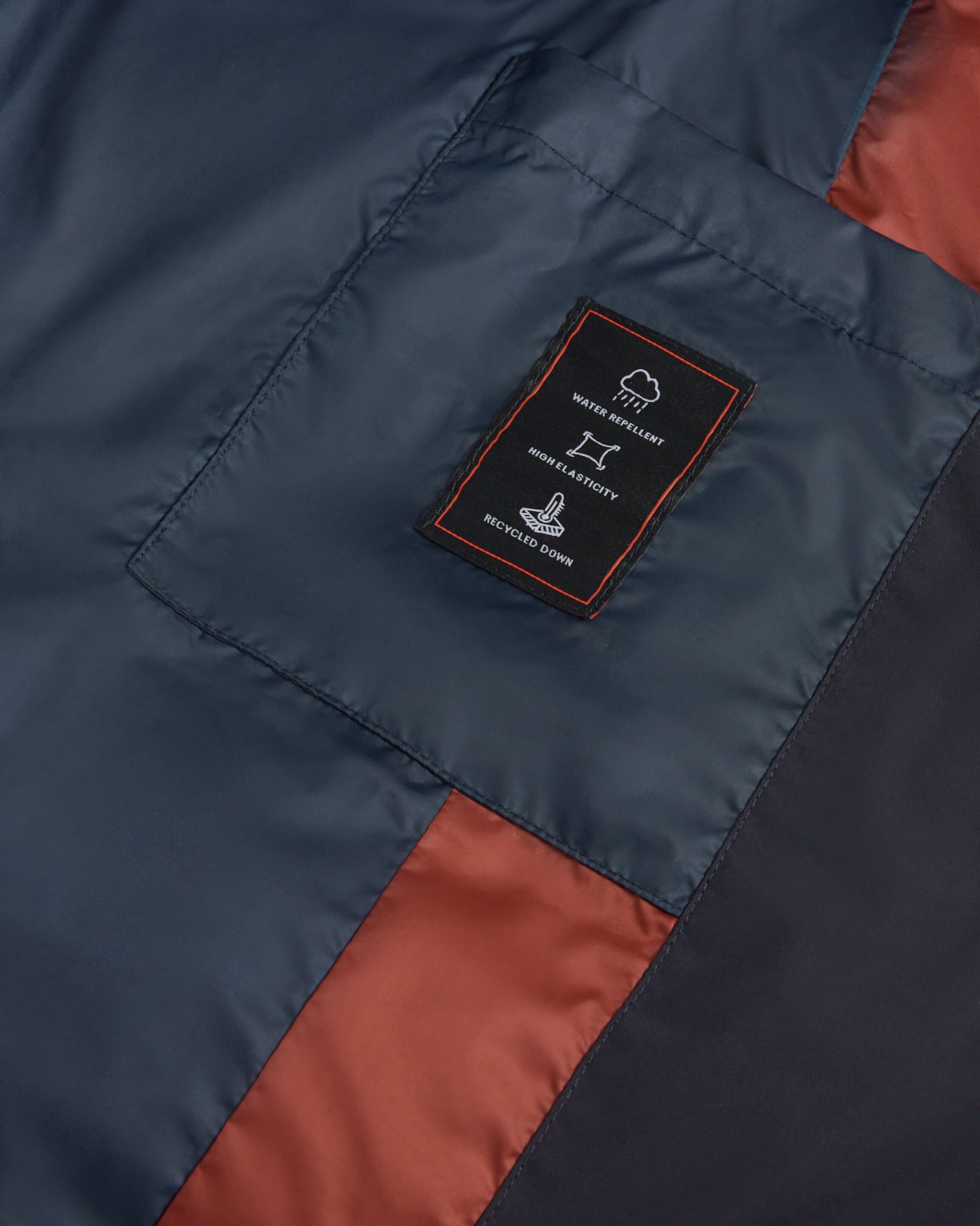 Navy Water-Repellent Hybrid Down Jacket