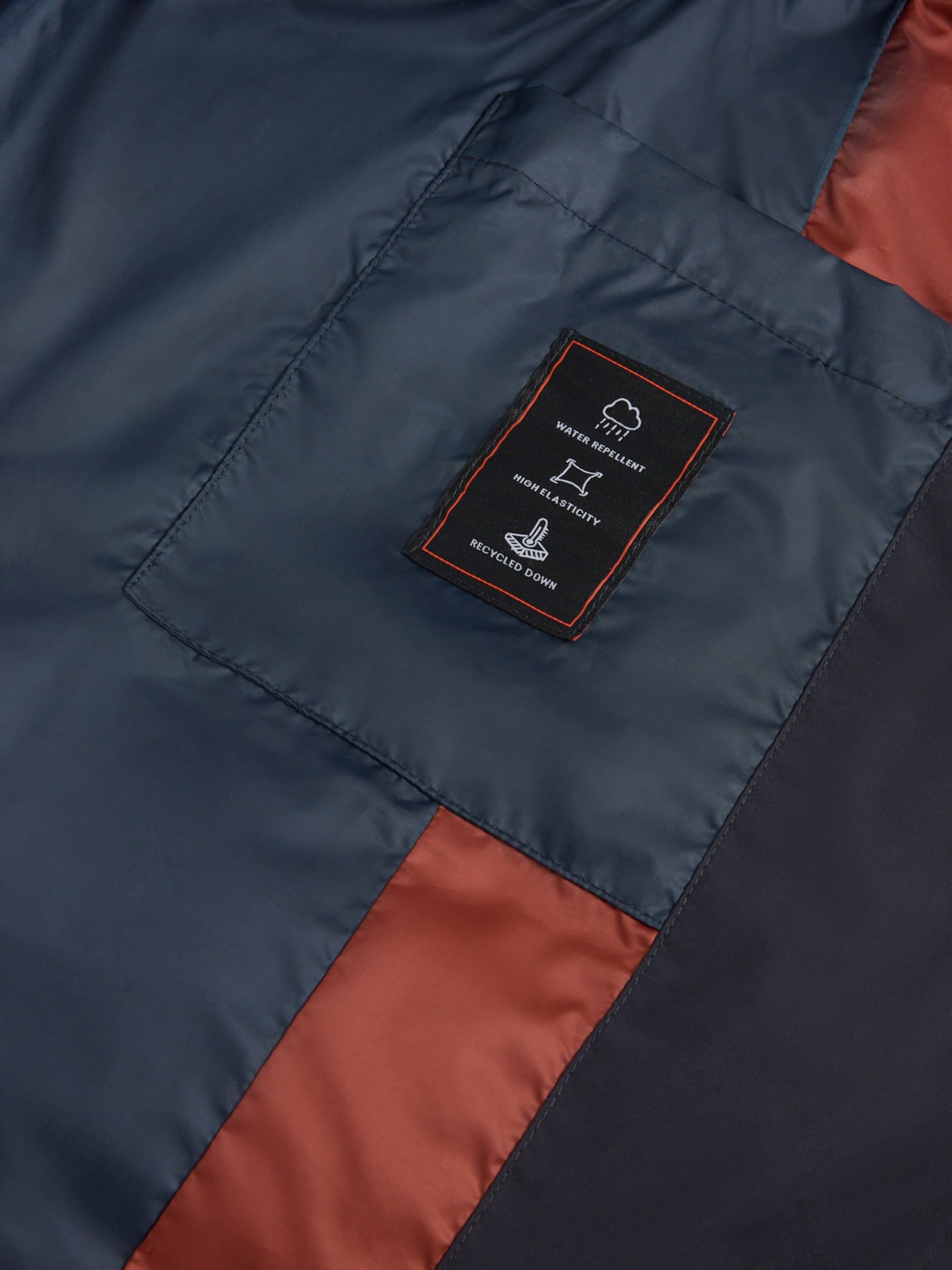 Navy Water-Repellent Hybrid Down Jacket