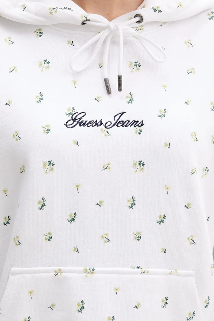 Guess Jeans kadın pamuklu kapüşonlu sweatshirt